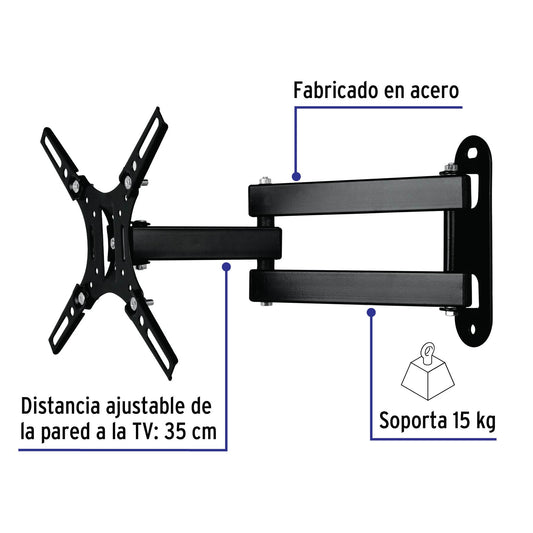 Soporte de Pared para TV 14-40 Pulgadas Triple Articulado Angular - Compatible VESA 100/130/200 - Acero Reforzado
