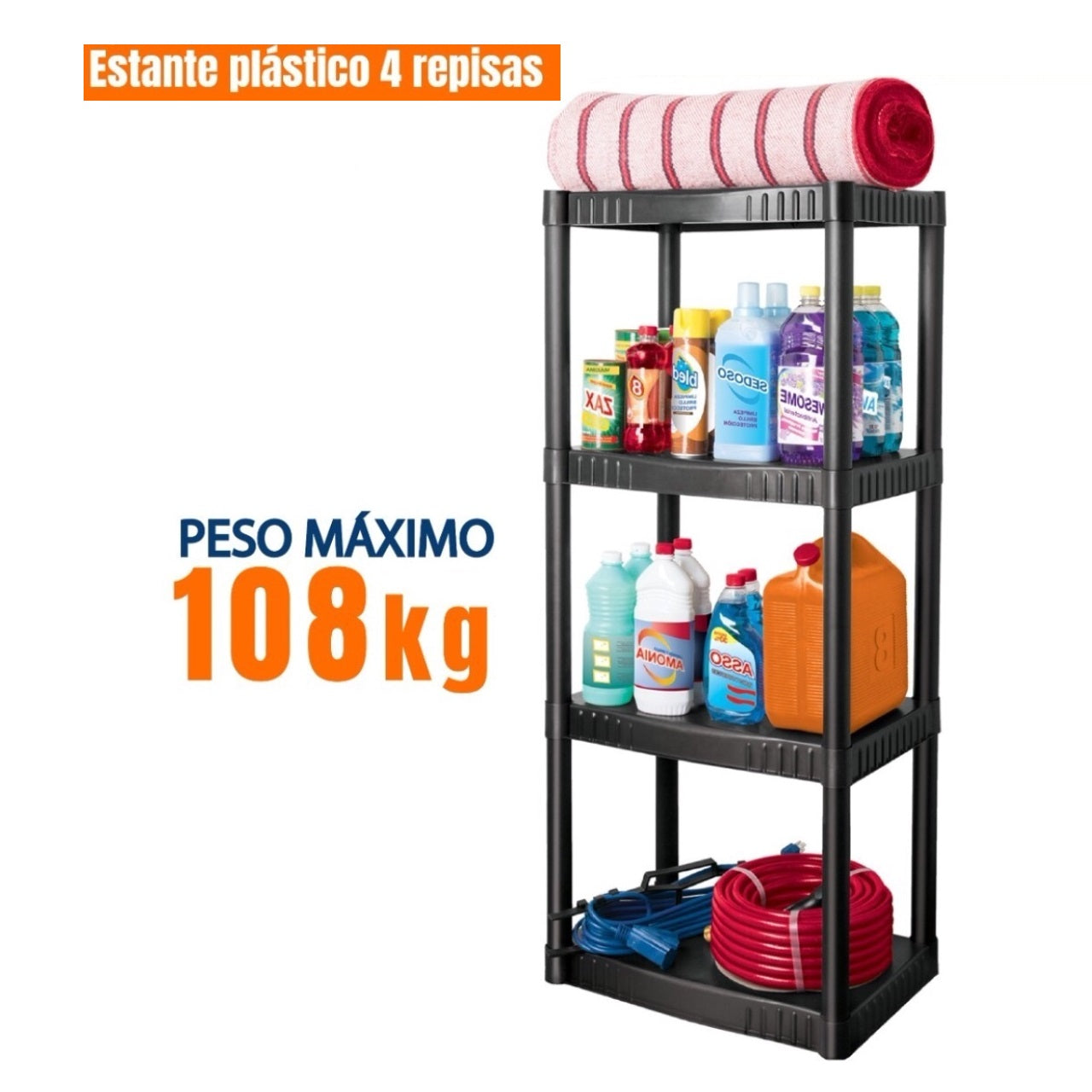 Estante Organizador Plástico 4 Niveles PRETUL - Solución Profesional de Almacenamiento