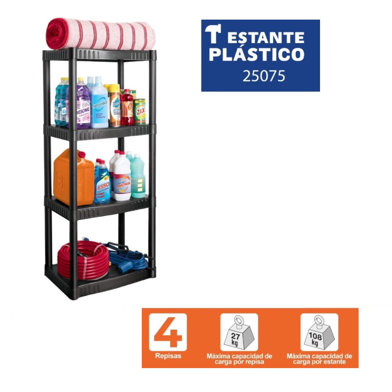 Estante Organizador Plástico 4 Niveles PRETUL - Solución Profesional de Almacenamiento
