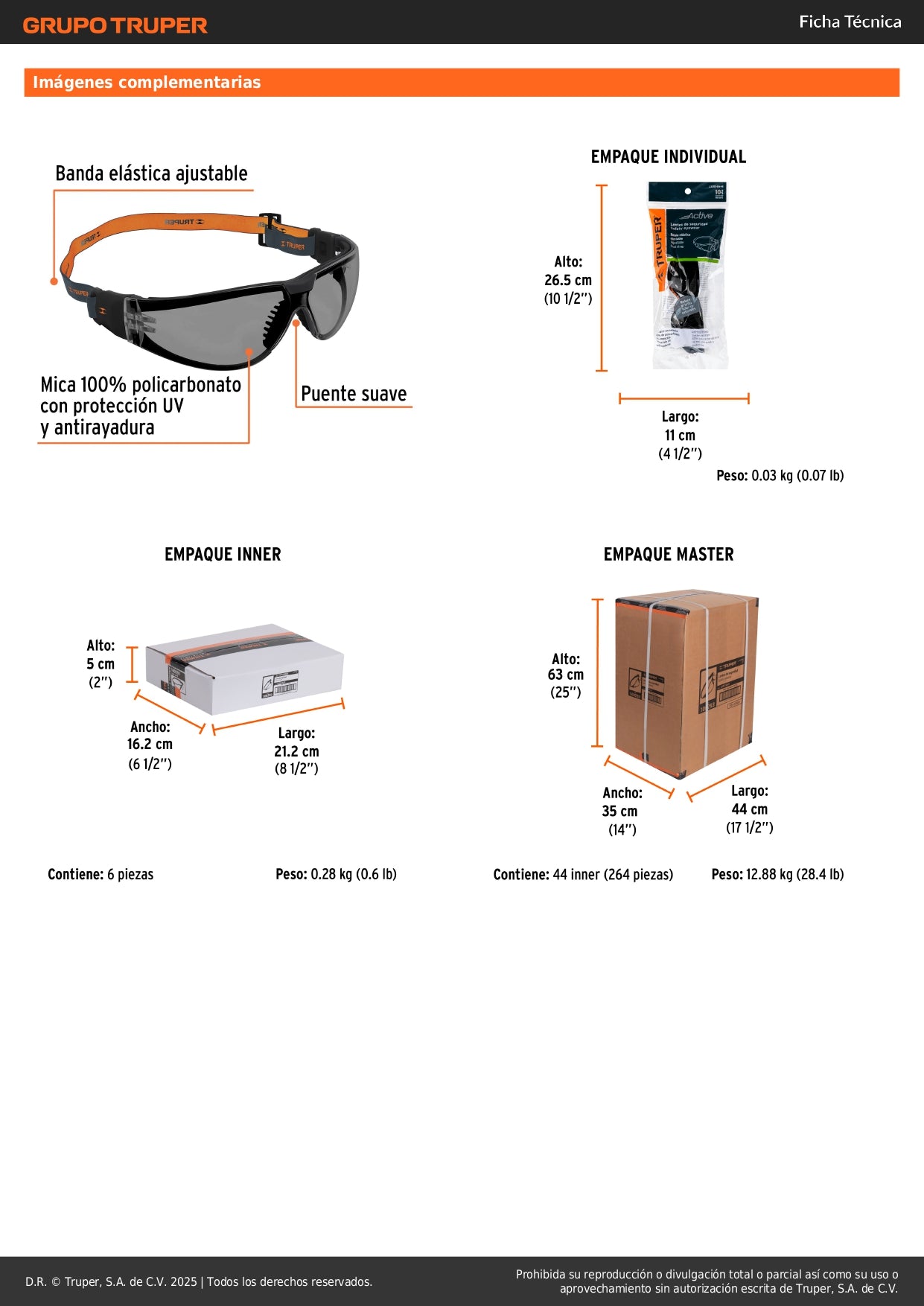 Lentes de Seguridad Industriales Truper Active LEDE-SN-R - Protección UV Antiempañante con Banda Elástica para Construcción, Taller e Industria - Mica Policarbonato Antirayadura Gris