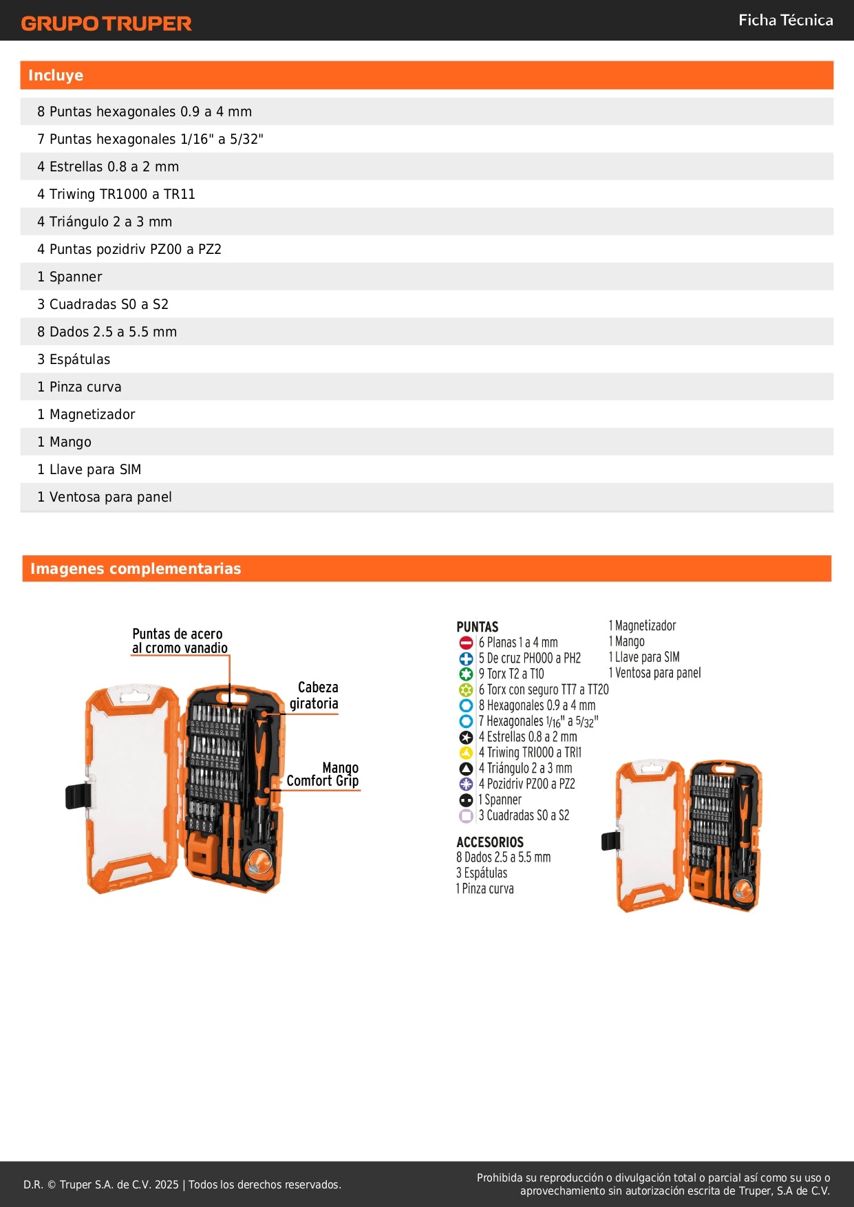 Juego 77 Piezas Reparación Electrónica Truper - Kit Profesional Dispositivos Inteligentes con Puntas Cromo Vanadio