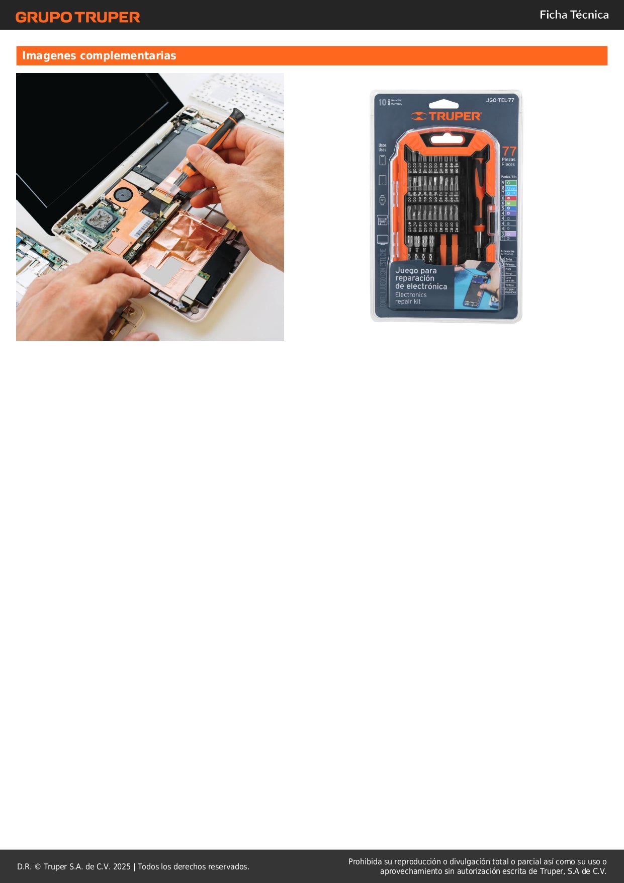 Juego 77 Piezas Reparación Electrónica Truper - Kit Profesional Dispositivos Inteligentes con Puntas Cromo Vanadio