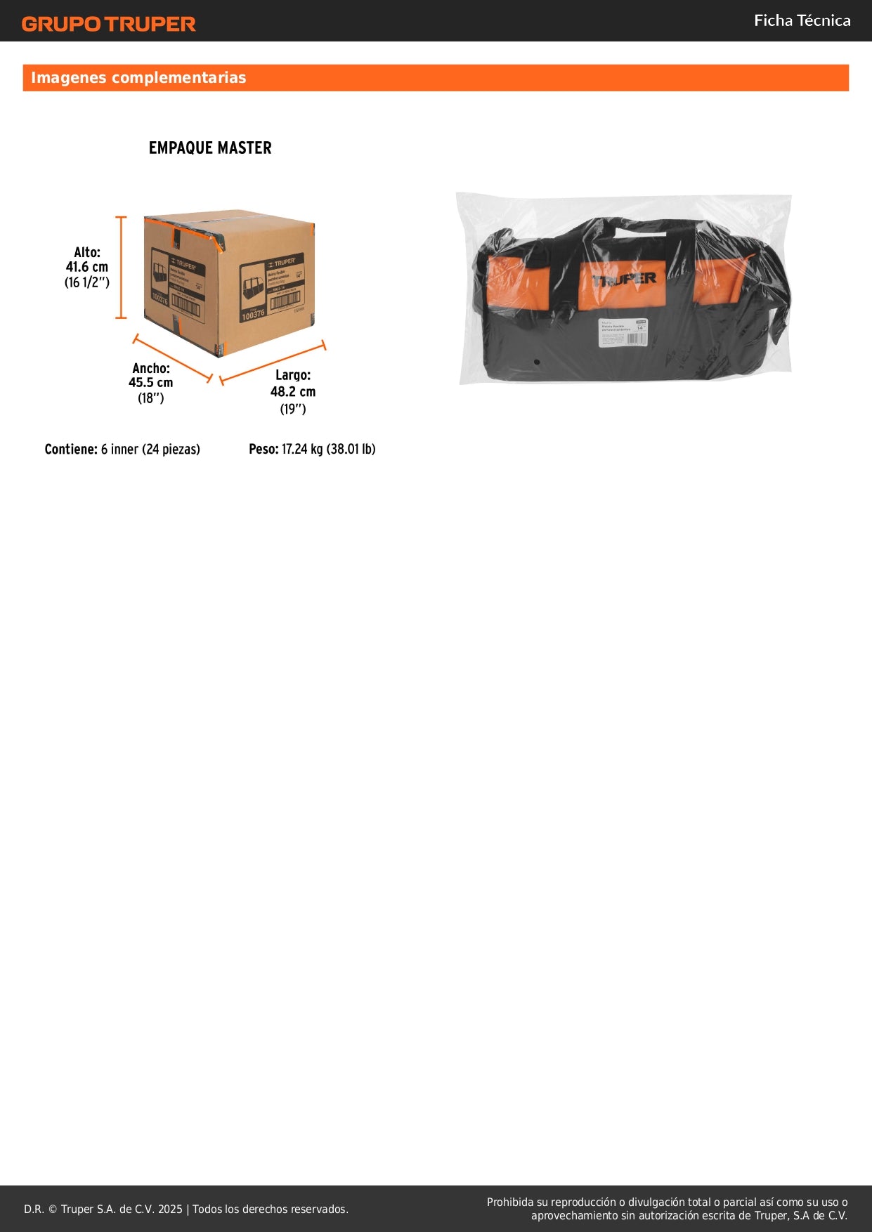 Maleta Portaherramientas Profesional 14 Pulgadas TRUPER MALE-14 - Organiza y Transporta Herramientas con Múltiples Compartimentos