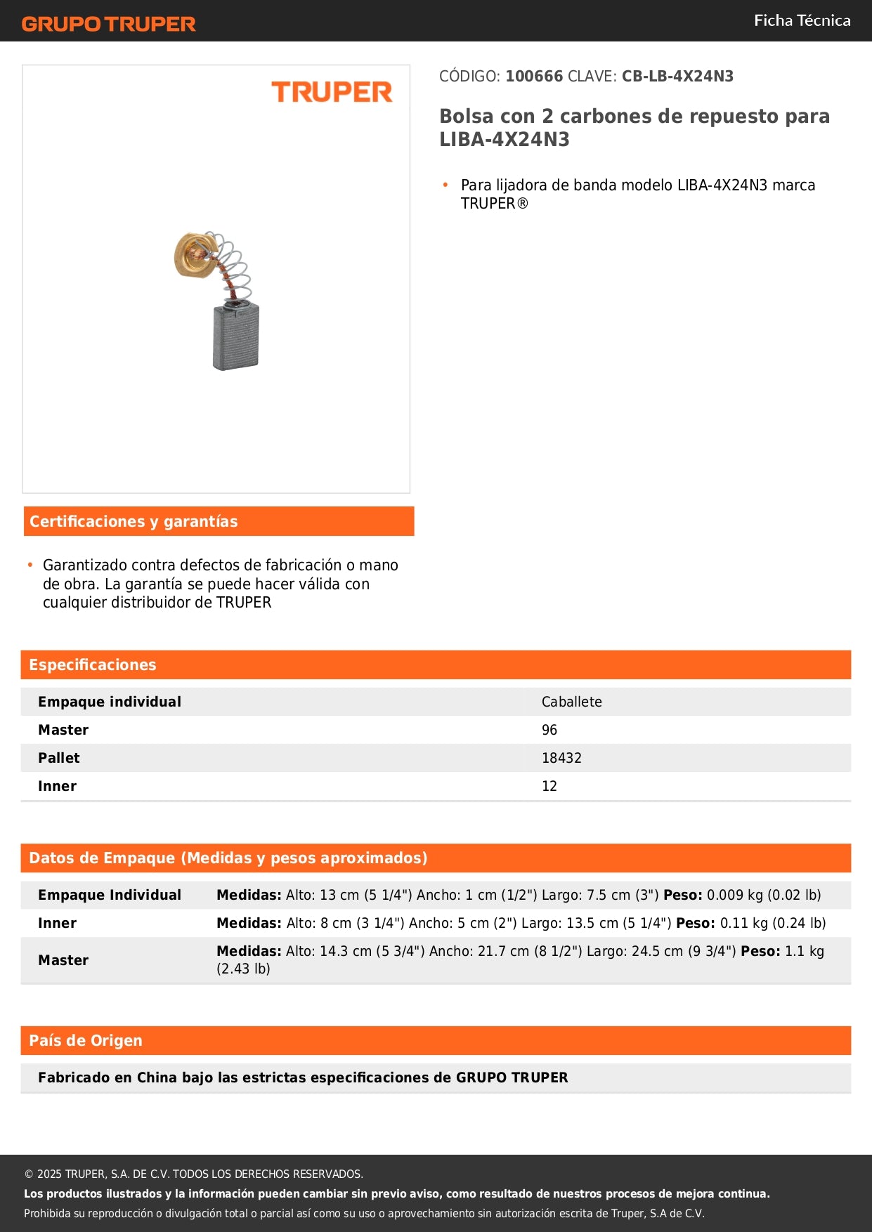 Bolsa con 2 carbones de repuesto para LIBA-4X24N3