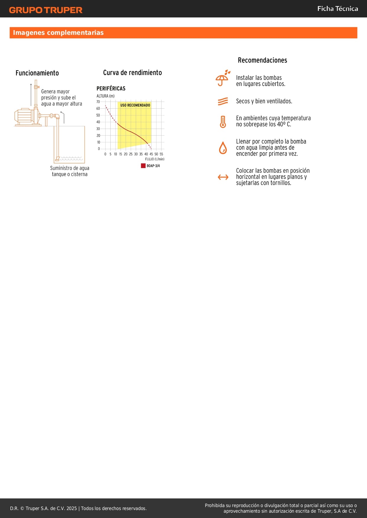 Bomba Periférica EXPERT 3/4HP BOAP-3/4 - Altura Máxima 65m para Agua Limpia - Solución Profesional Bombeo Agrícola