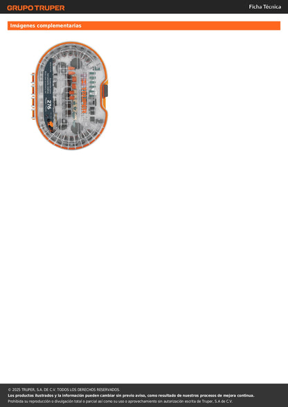 Kit accesorios para herramienta rotativa, 276 piezas, TRUPER