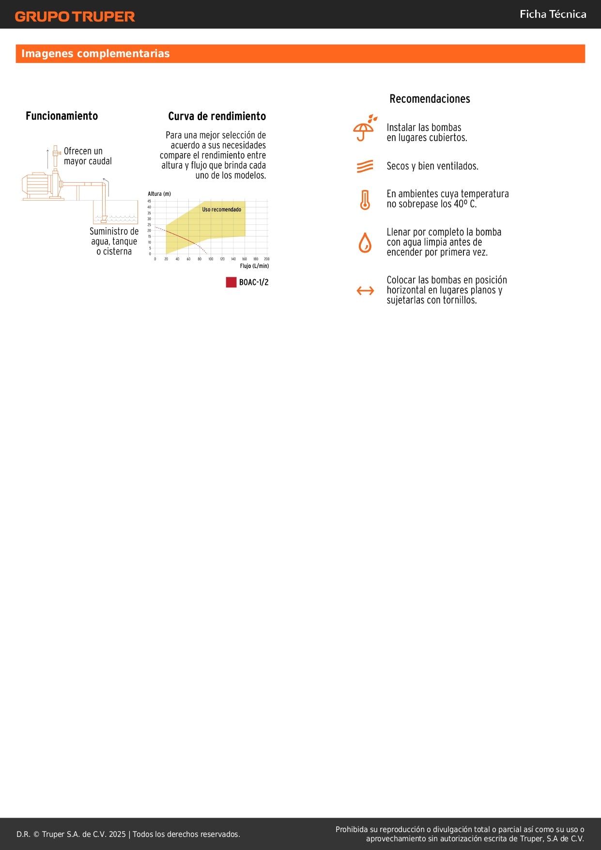 Bomba Centrífuga EXPERT 1/2 HP BOAC-1/2 - Modelo Europeo para Cisterna a Tinaco - Alto Caudal Agua Limpia
