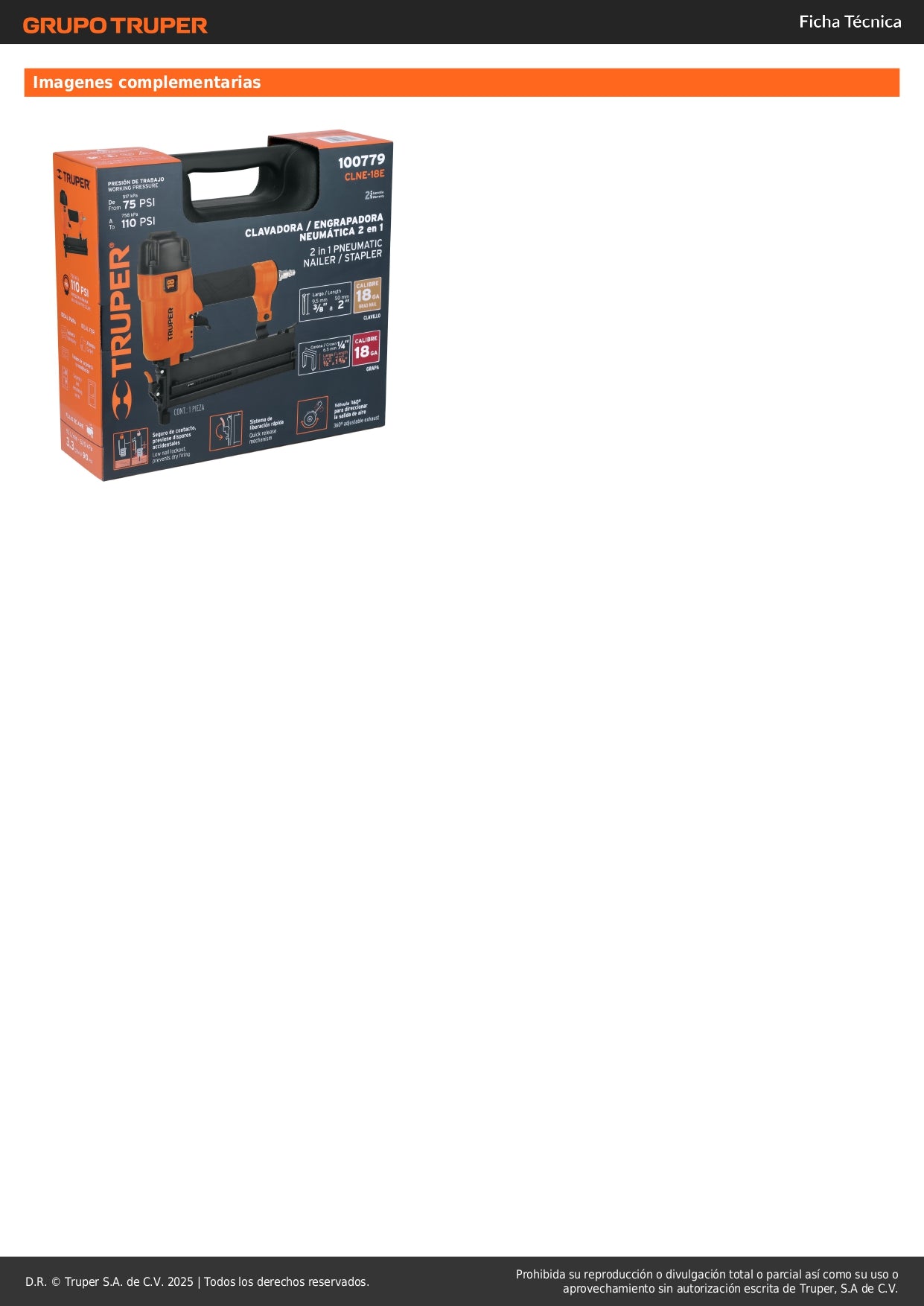 Clavadora Neumática Profesional Calibre 18 CLNE-18E - Solución Completa para Carpintería y Construcción con Sistema de Cambio Rápido