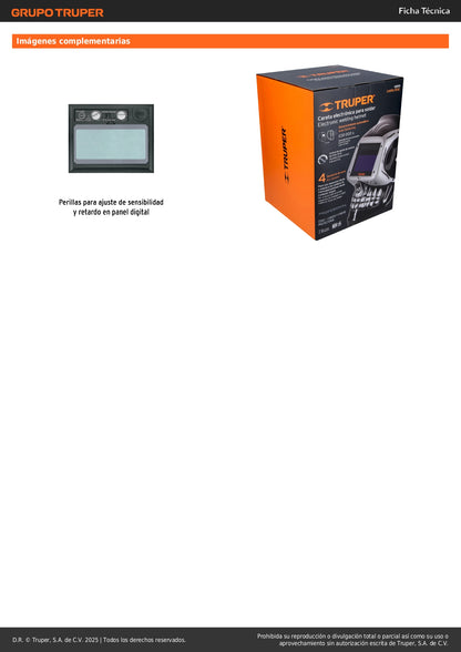 Careta Electrónica Soldadura CAREL-913C Digital 9-13 Profesional - Protección Ocular Automática con Filtro True Color