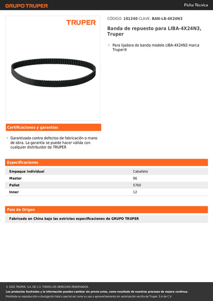 Banda de repuesto para LIBA-4X24N3, Truper