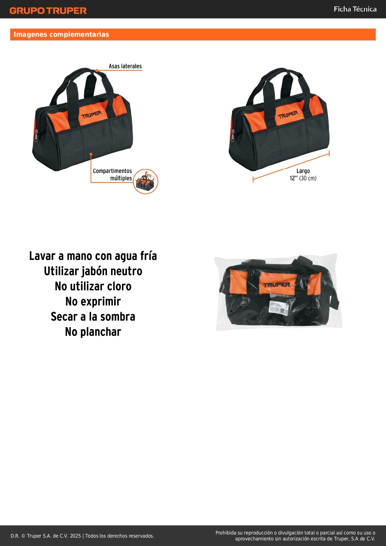 Maleta Portaherramientas Profesional 12 Pulgadas MALE-12 Truper - Organiza y Transporta Herramientas con Facilidad