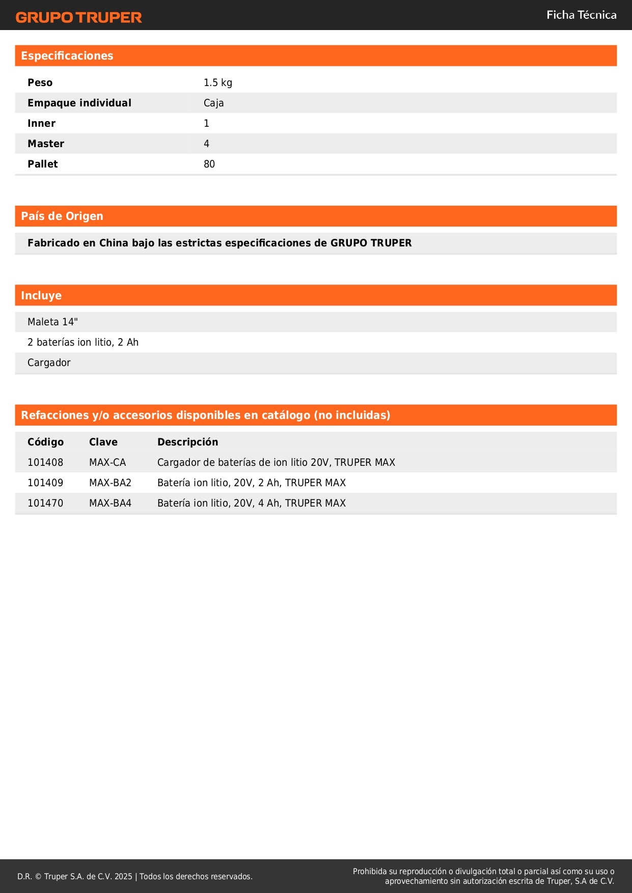 Destornillador de Impacto Inalámbrico 20V MAX-20D Brushless - Solución Profesional para Trabajos Pesados en Metal con 2 Baterías 2Ah y 3 Velocidades
