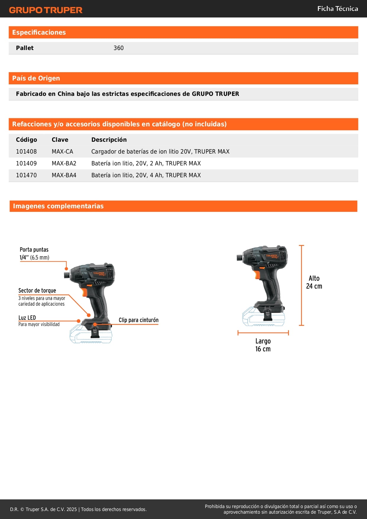Destornillador de Impacto Inalámbrico 20V MAX-20DS Brushless - Solución Profesional para Pijas Extralargas en Metal