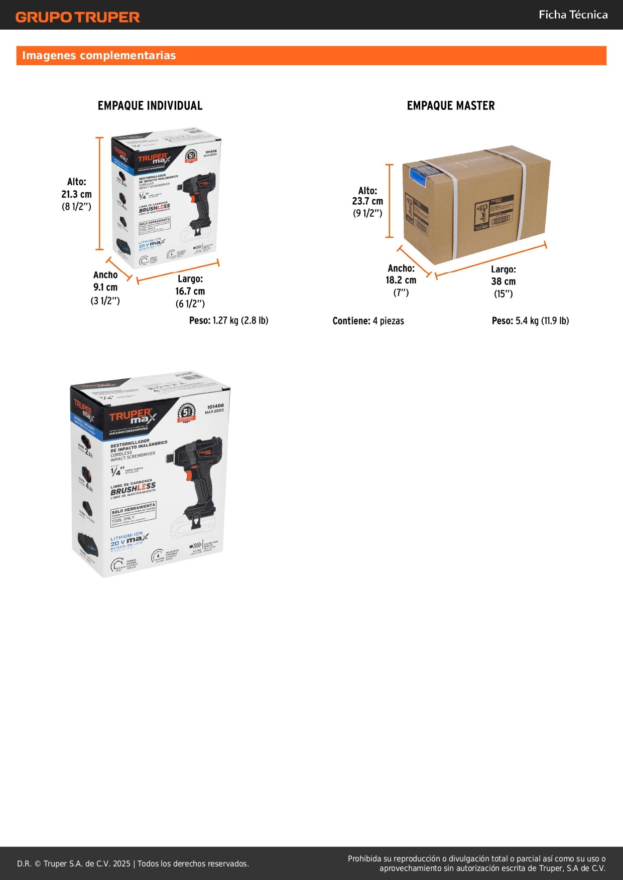 Destornillador de Impacto Inalámbrico 20V MAX-20DS Brushless - Solución Profesional para Pijas Extralargas en Metal