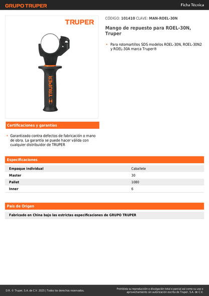 Mango de repuesto para ROEL-30N, Truper