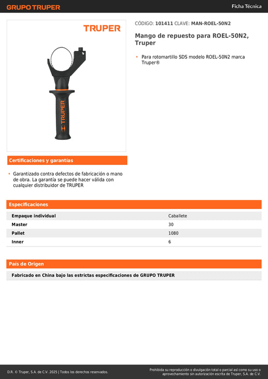 Mango de repuesto para ROEL-50N2, Truper
