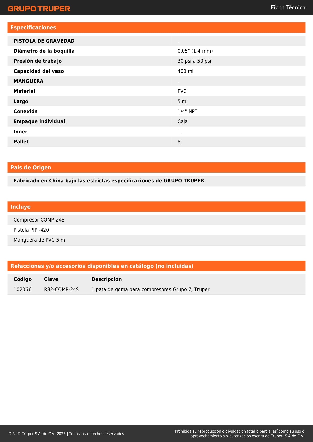 Kit Compresor de Aire Libre de Aceite 24L TRUPER con Pistola LVMP y Manguera 5m - Solución Completa para Pintura y Trabajos Neumáticos Profesionales - 2 2/3 HP 127V