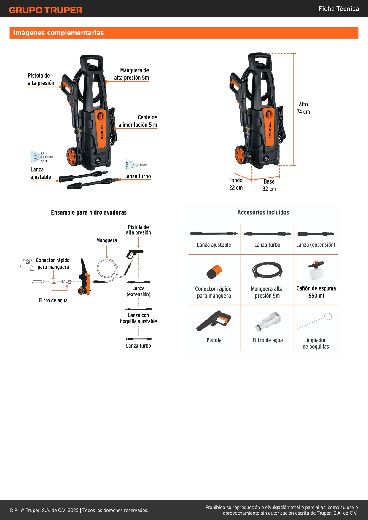 Hidrolavadora eléctrica 1800 PSI, Truper