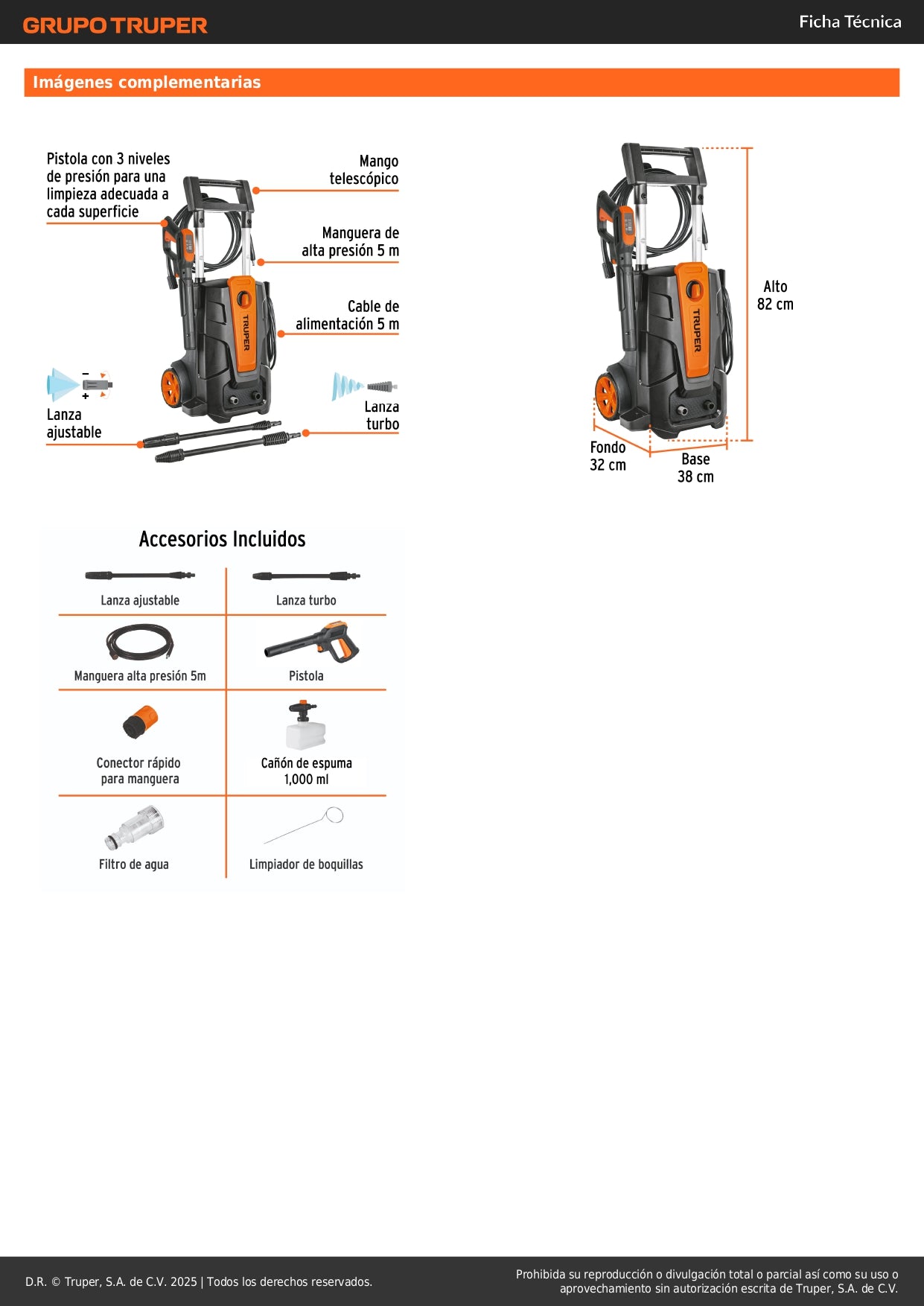 Hidrolavadora eléctrica 2000 PSI, Truper