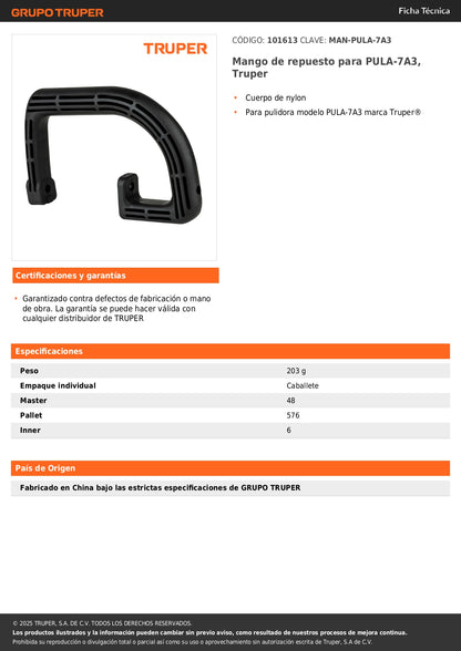 Mango de repuesto para PULA-7A3, Truper