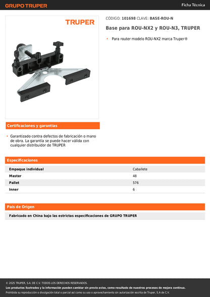 Base para ROU-NX2 y ROU-N3, TRUPER