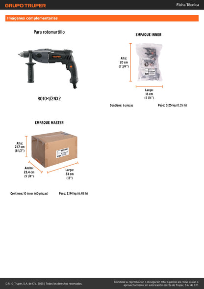 Interruptor de repuesto para ROTO-1/2NX2, Truper