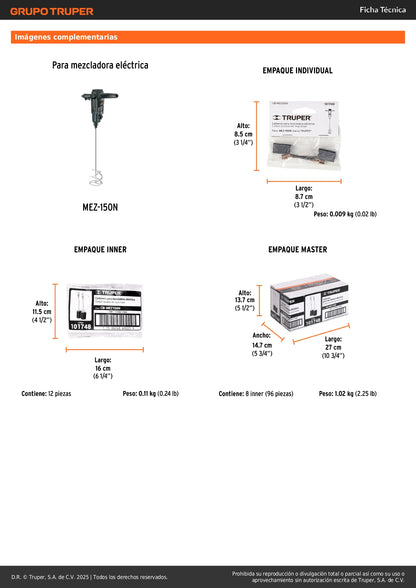 Bolsa con 2 carbones de repuesto para MEZ-150N, TRUPER