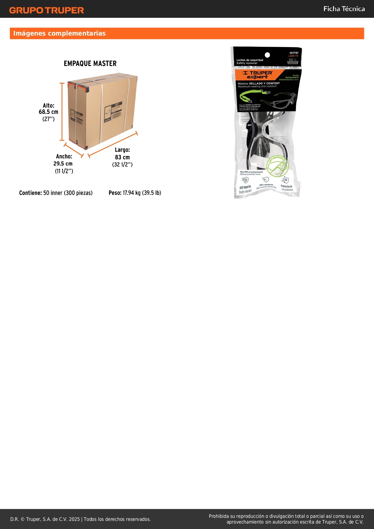 Lentes de Seguridad Antiempañantes Expert LEDE-TX - Protección UV Policarbonato con Marco Espuma y Correa Ajustable para Trabajo, Deportes y Hogar