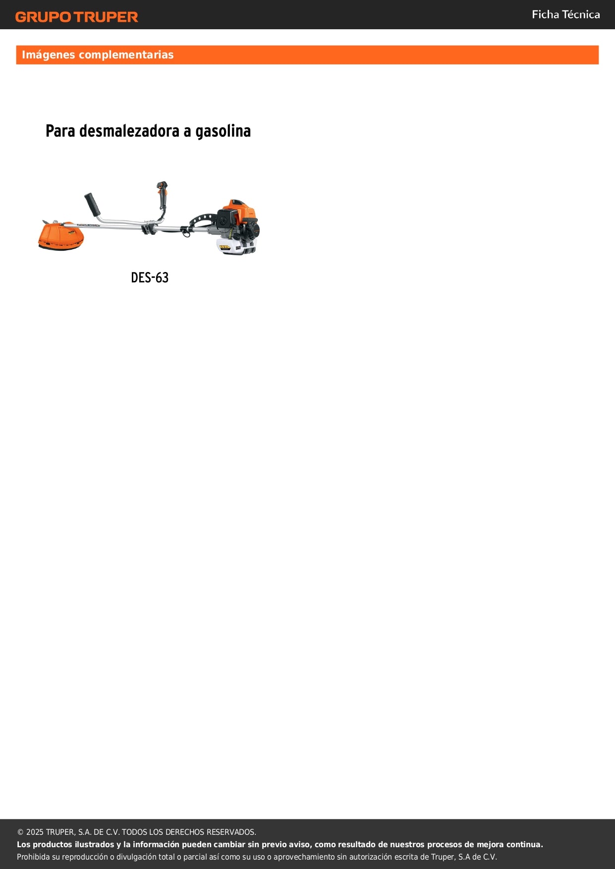 Carburador para desmalezadora a gasolina DES-63, TRUPER