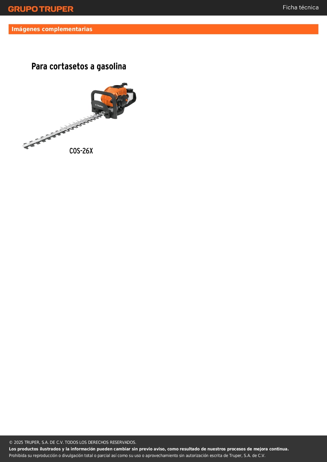Carburador para cortasetos a gasolina COS-26X, TRUPER