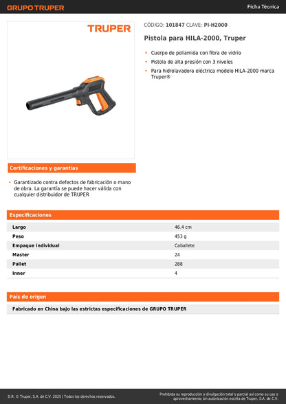 Pistola para HILA-2000, Truper