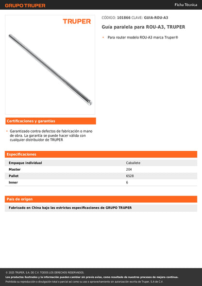 Guía paralela para ROU-A3, TRUPER