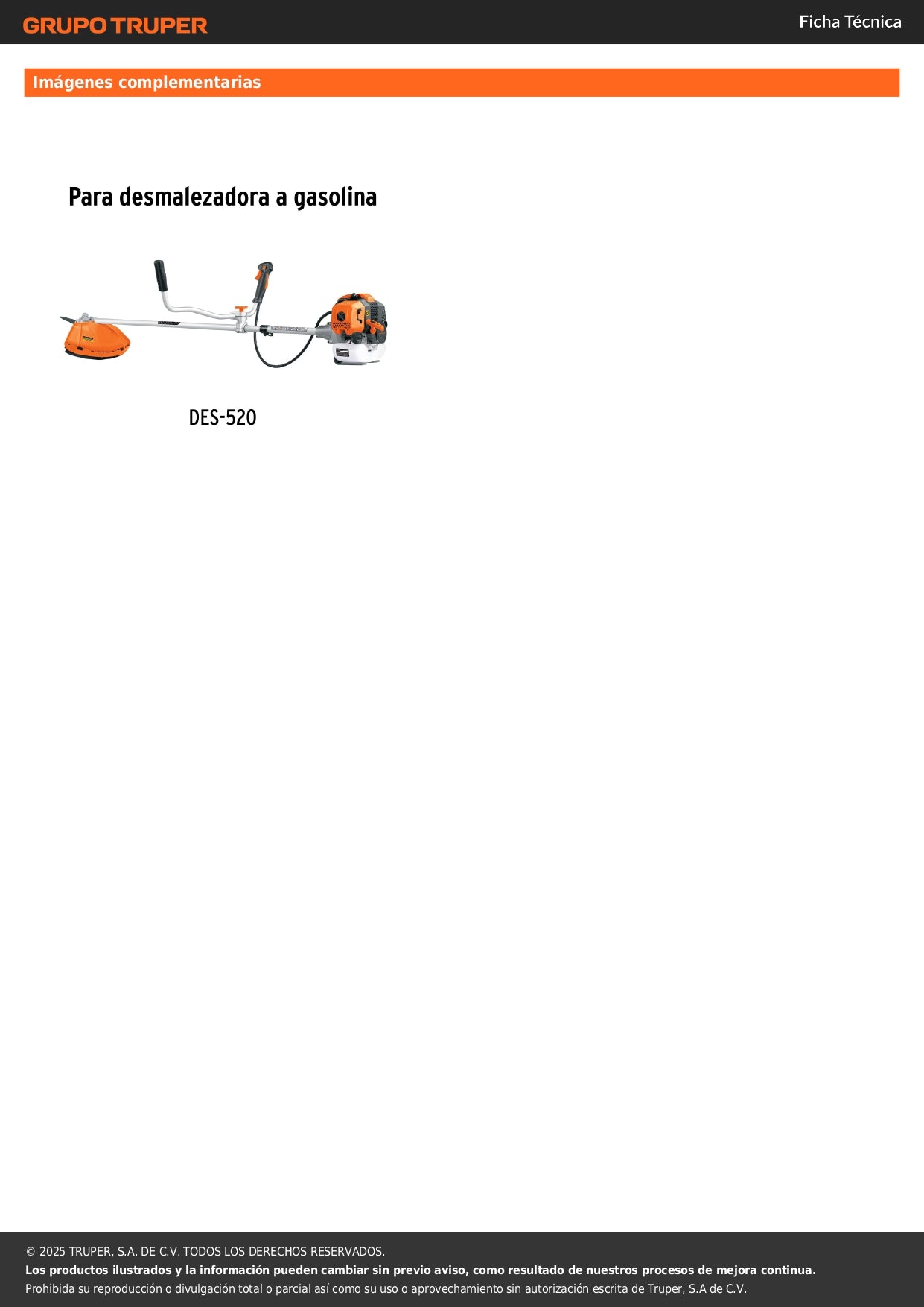 Carburador para desmalezadora a gasolina DES-520, TRUPER