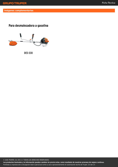 Carburador para desmalezadora a gasolina DES-330, TRUPER