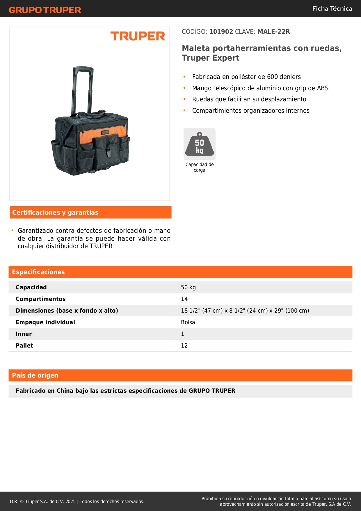 Maleta Portaherramientas con Ruedas Truper Expert MALE-22R - Solución Profesional para Transporte de Herramientas
