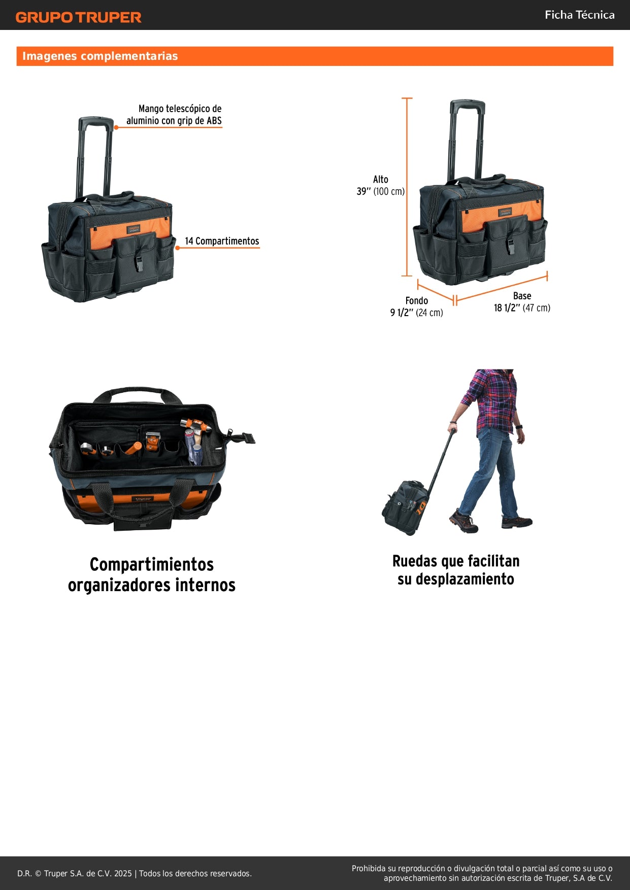 Maleta Portaherramientas con Ruedas Truper Expert MALE-22R - Solución Profesional para Transporte de Herramientas