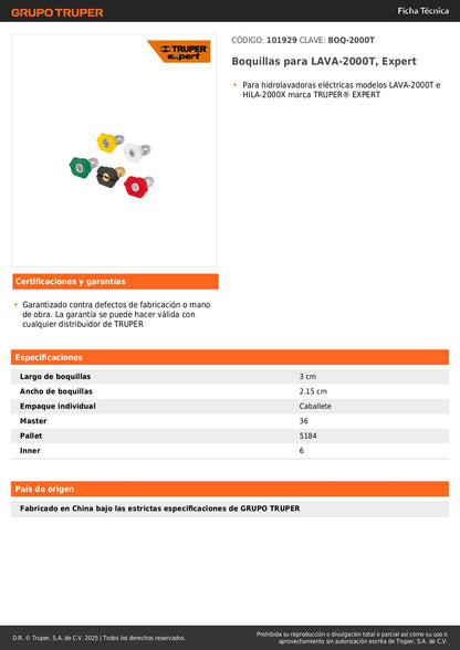 Boquillas para LAVA-2000T, Expert