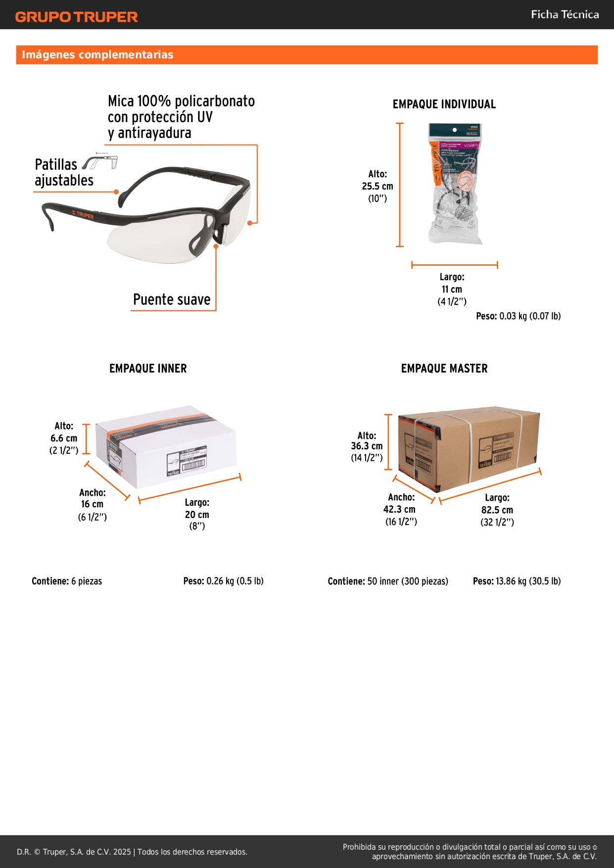 Lentes de Seguridad Antiempañantes Transparentes Vision LEDE-ST-AE - Protección UV Policarbonato para Industria y Construcción