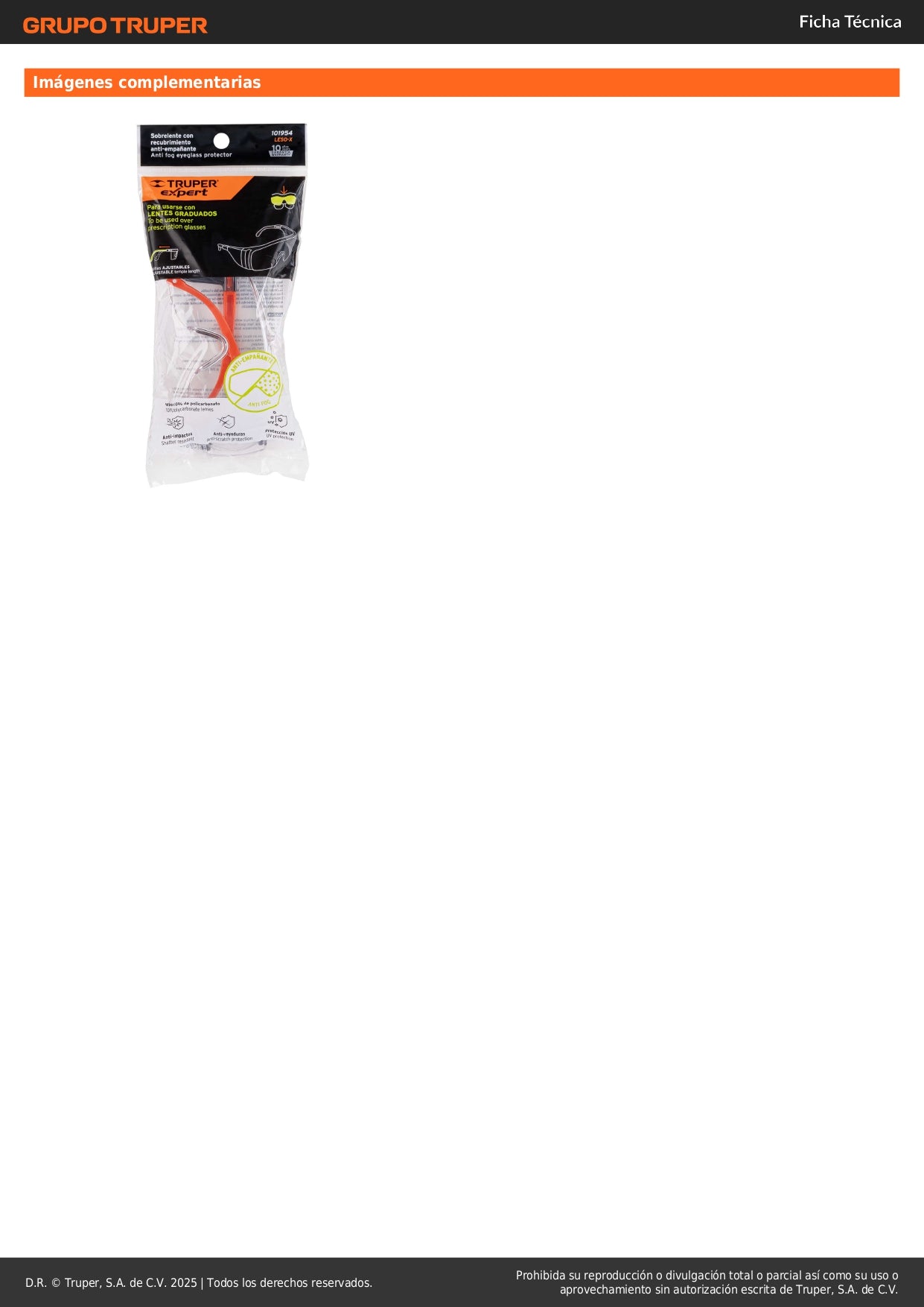 Sobrelentes de Seguridad Antiempaño LESO-X Truper Expert - Protección UV Policarbonato para Lentes Graduados - Industria Construcción Taller