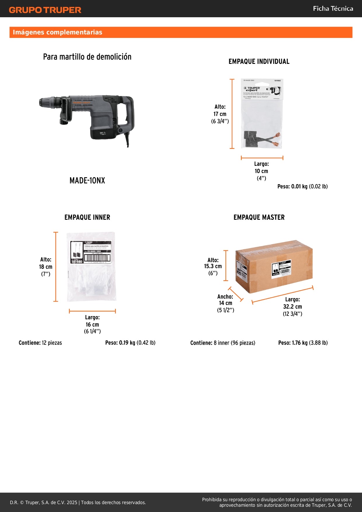 Bolsa con 2 carbones de repuesto para MADE-10NX, TRUPER