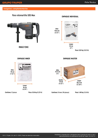 Bolsa con 2 carbones de repuesto para RMAX-15NX, TRUPER