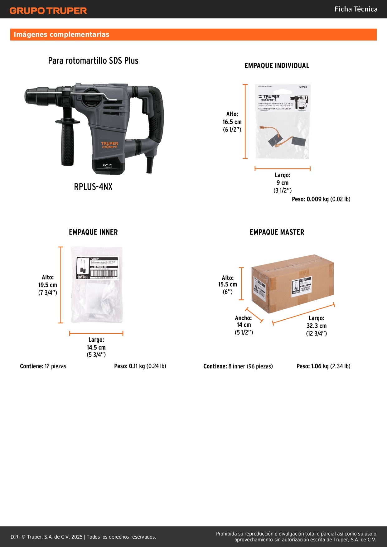 Bolsa con 2 carbones de repuesto para RPLUS-4NX, TRUPER