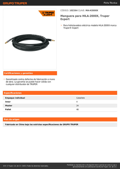 Manguera para HILA-2000X, Truper Expert