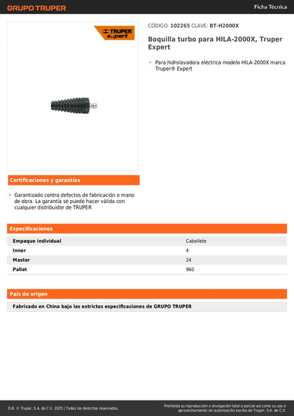 Boquilla turbo para HILA-2000X, Truper Expert