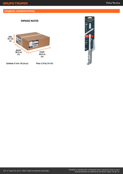 Mini Arco de Segueta 12 Pulgadas Aluminio Truper MAT-12 - Ergonómico Ligero para Cortes Precisos en Espacios Reducidos