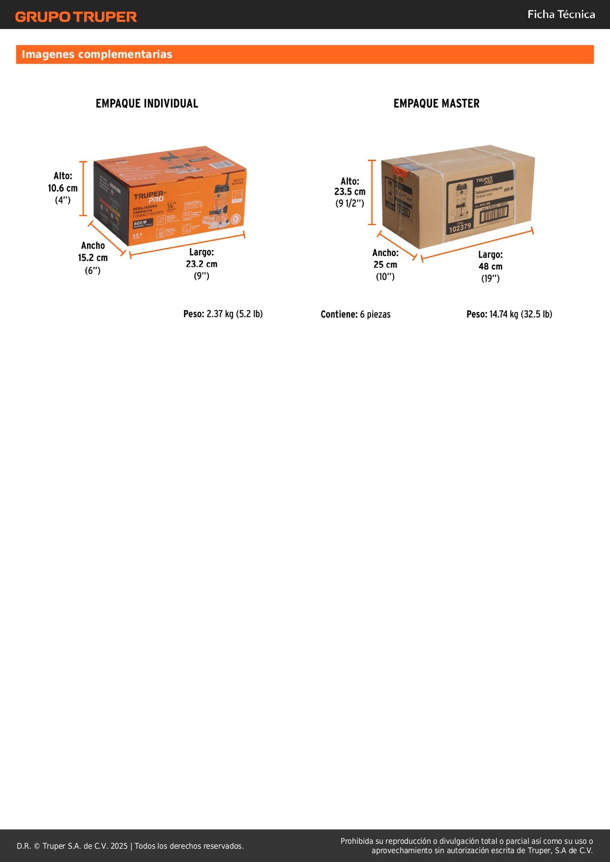 Router Compacto Profesional TRUPER 600W 3/4 HP - Corte Preciso en Madera con Control de Profundidad - ROU-MA