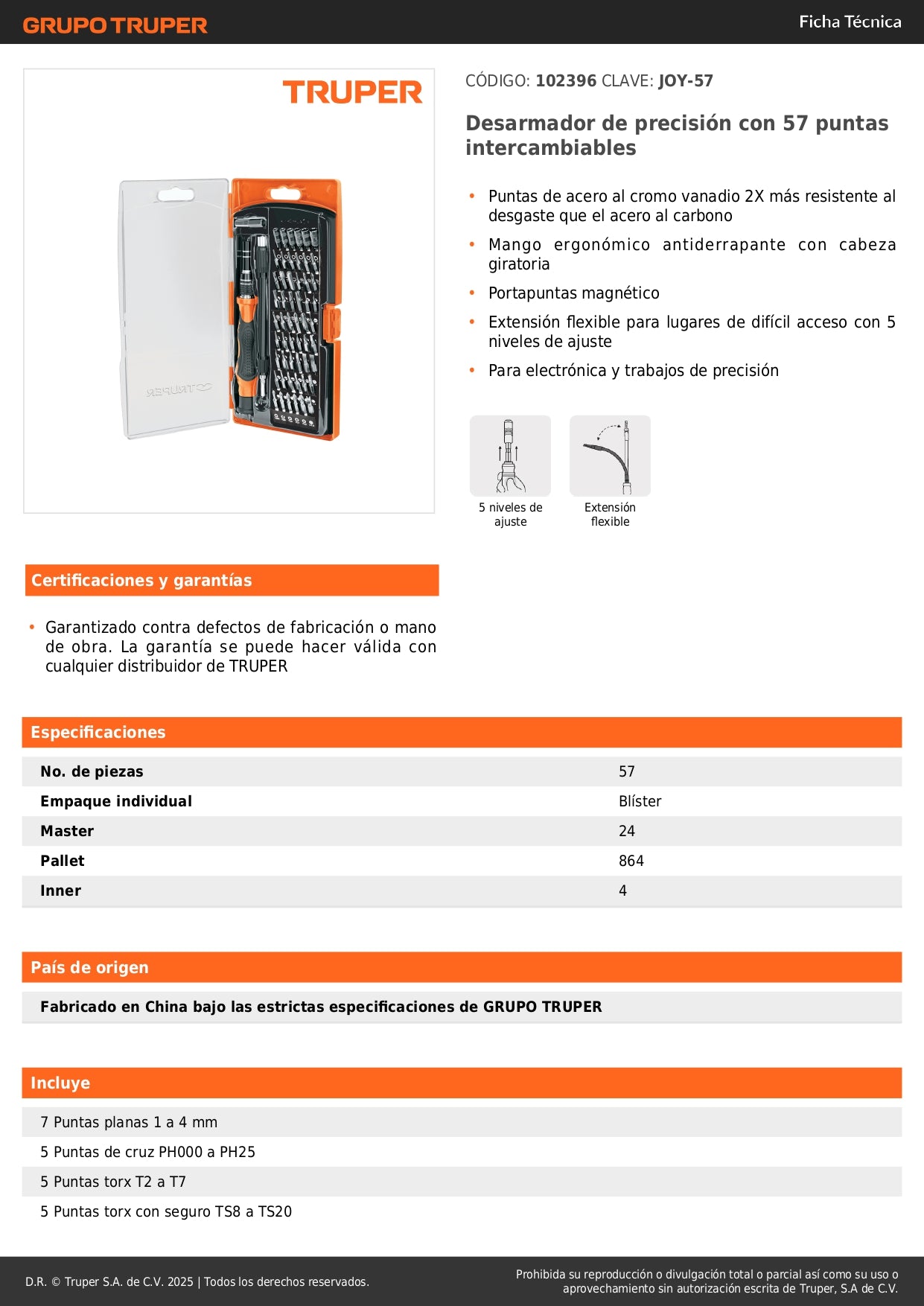 Desarmador de Precisión JOY-57 con 57 Puntas Intercambiables - Kit Profesional para Electrónica y Reparaciones