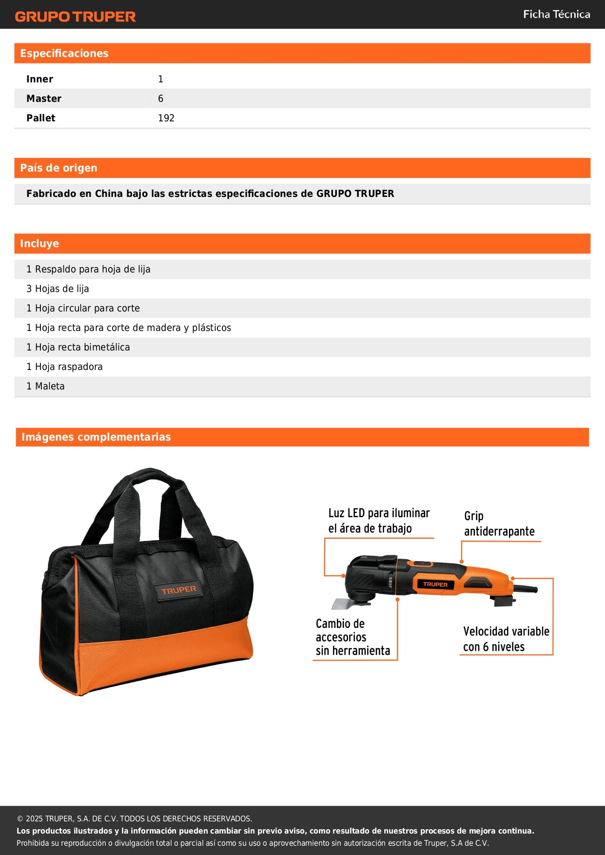 Multiherramienta 350W con 9 accesorios, TRUPER PRO