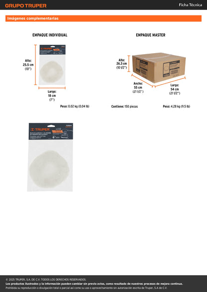 Borla 75% poliéster y 25% algodón 6", banda elástica, TRUPER