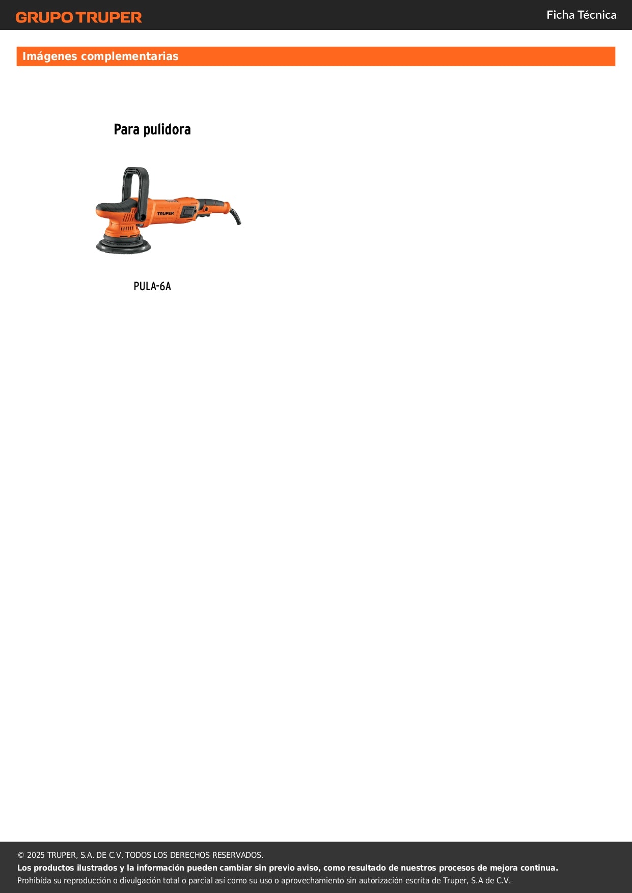 Respaldo de 6" hook and loop para PULA-6A, TRUPER